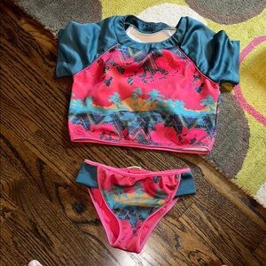 Salinas Kids Swim Rashguard - Pink and Teal